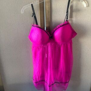 Pink Sheer Babydoll Lingerie large